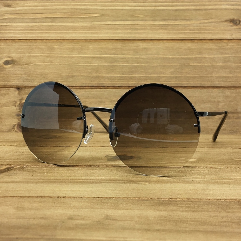 O2 Eyewear 7108 Rimless Round Sunglasses(G)